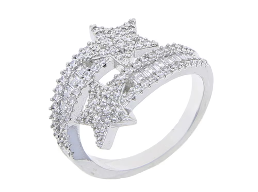 Shiny Pave Heart Ring