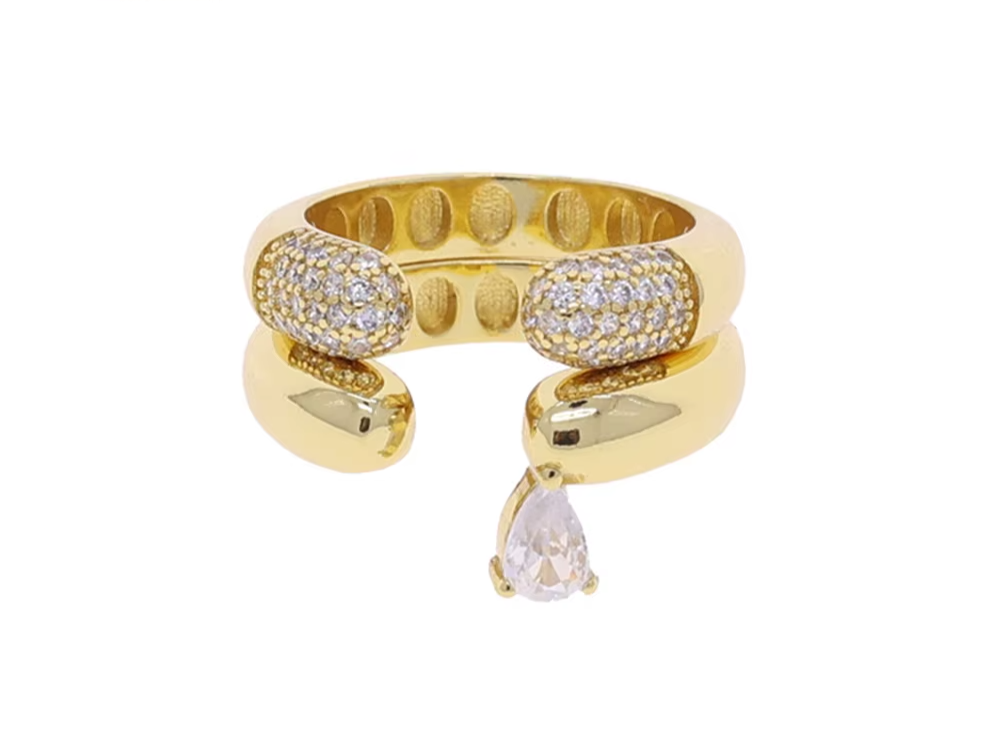 Shiny Pave Heart Ring