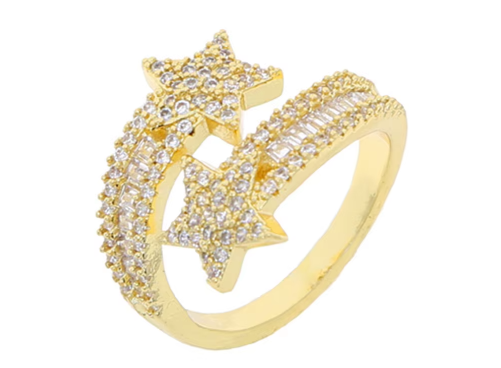 Shiny Pave Heart Ring