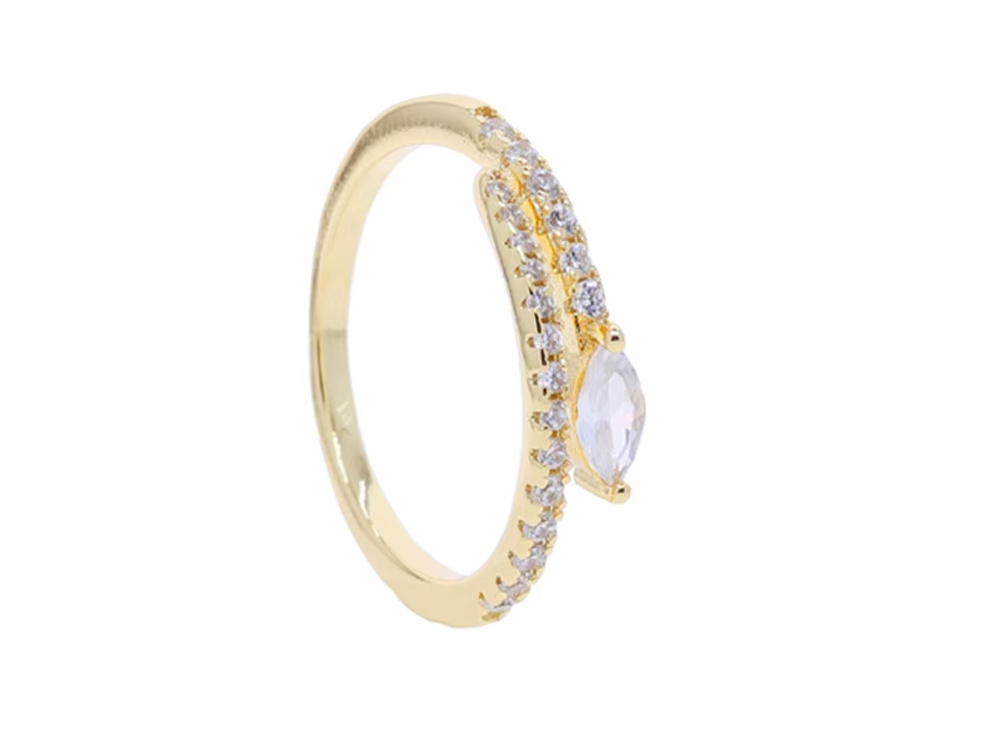 Shiny Pave Heart Ring