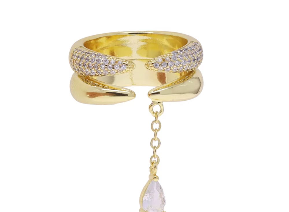 Shiny Pave Heart Ring