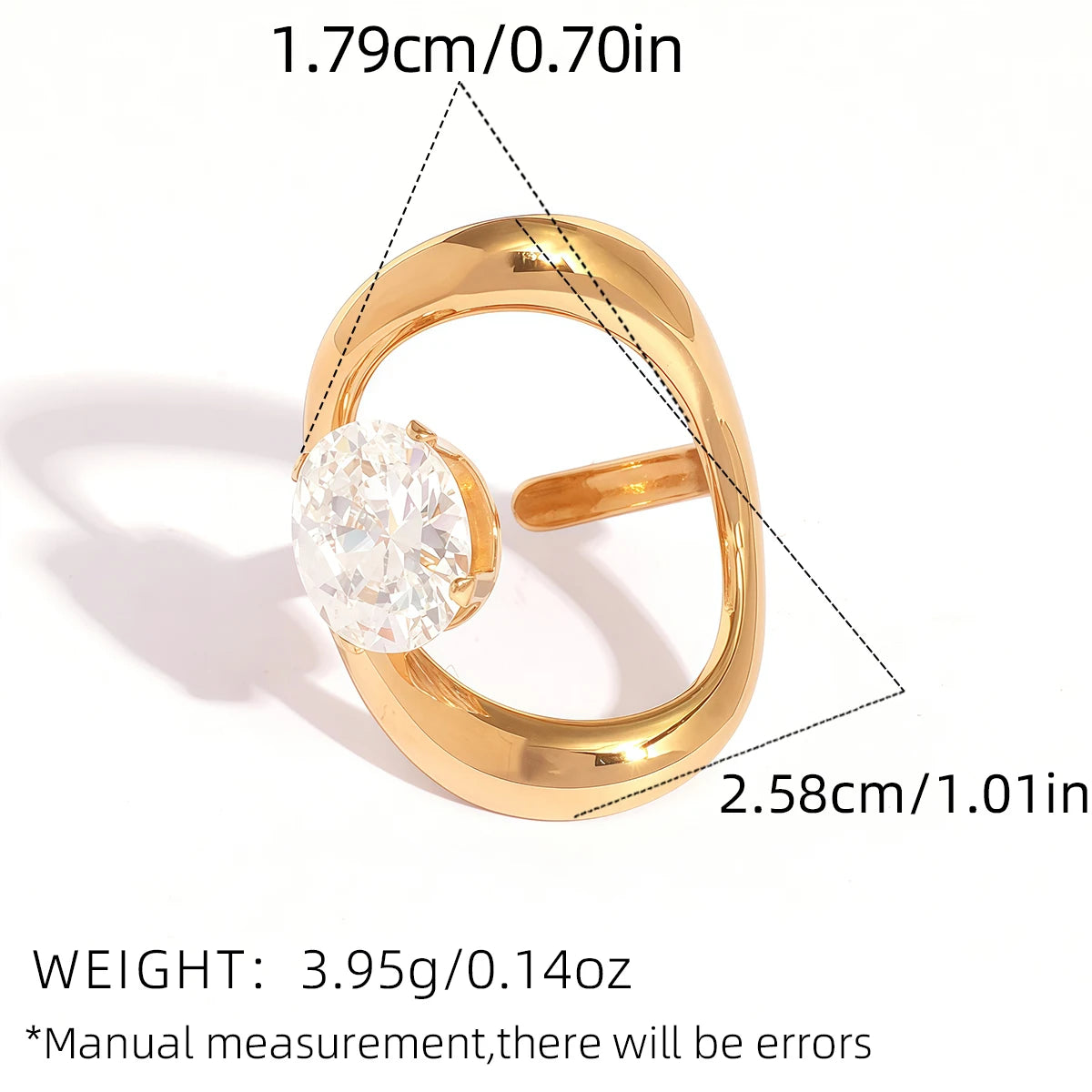 PVD Zircon Statement Ring