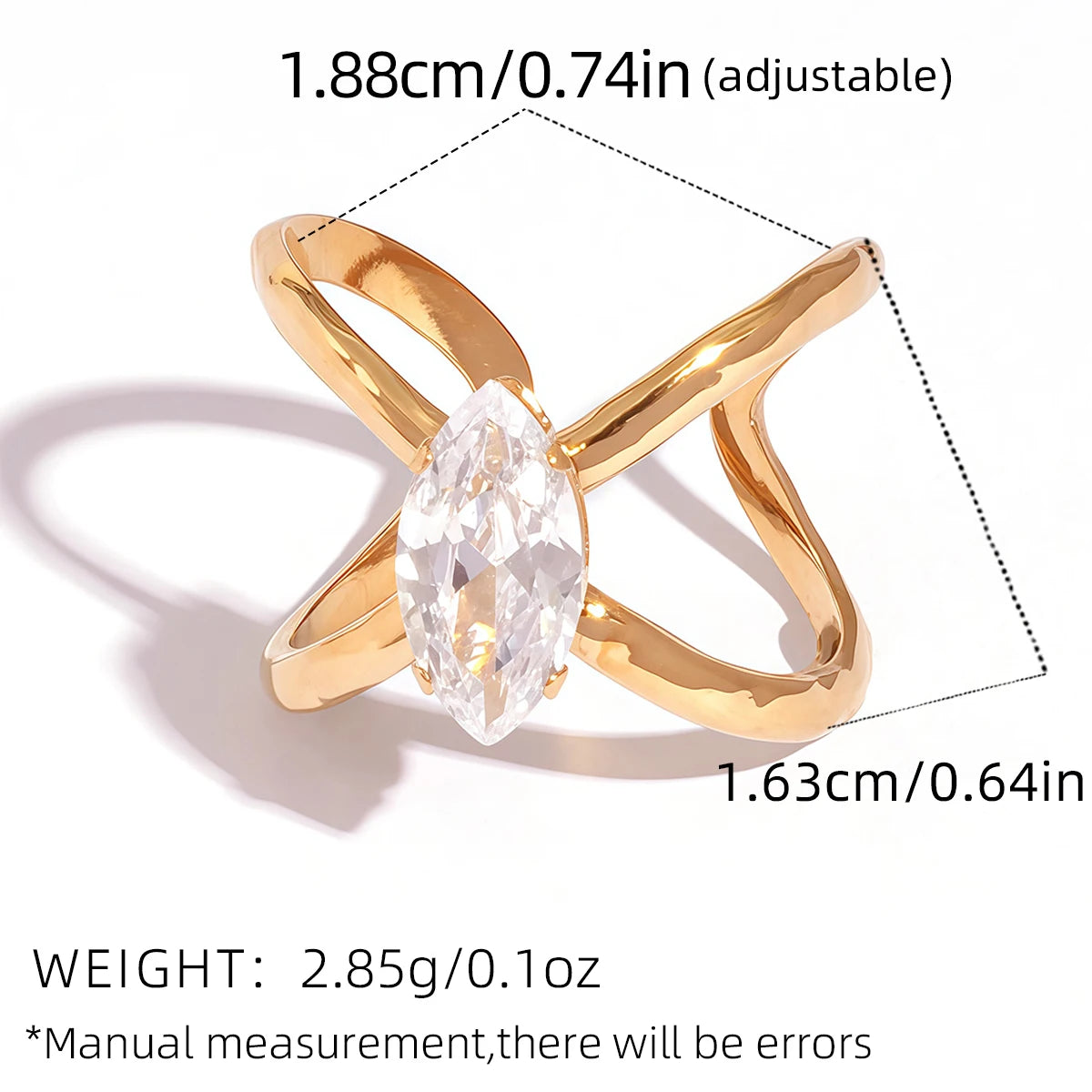 PVD Zircon Statement Ring