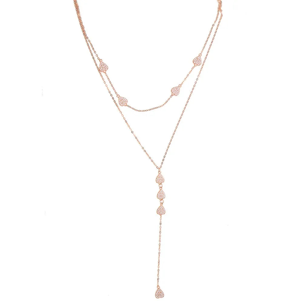 Rose Gold CZ Y-Necklace