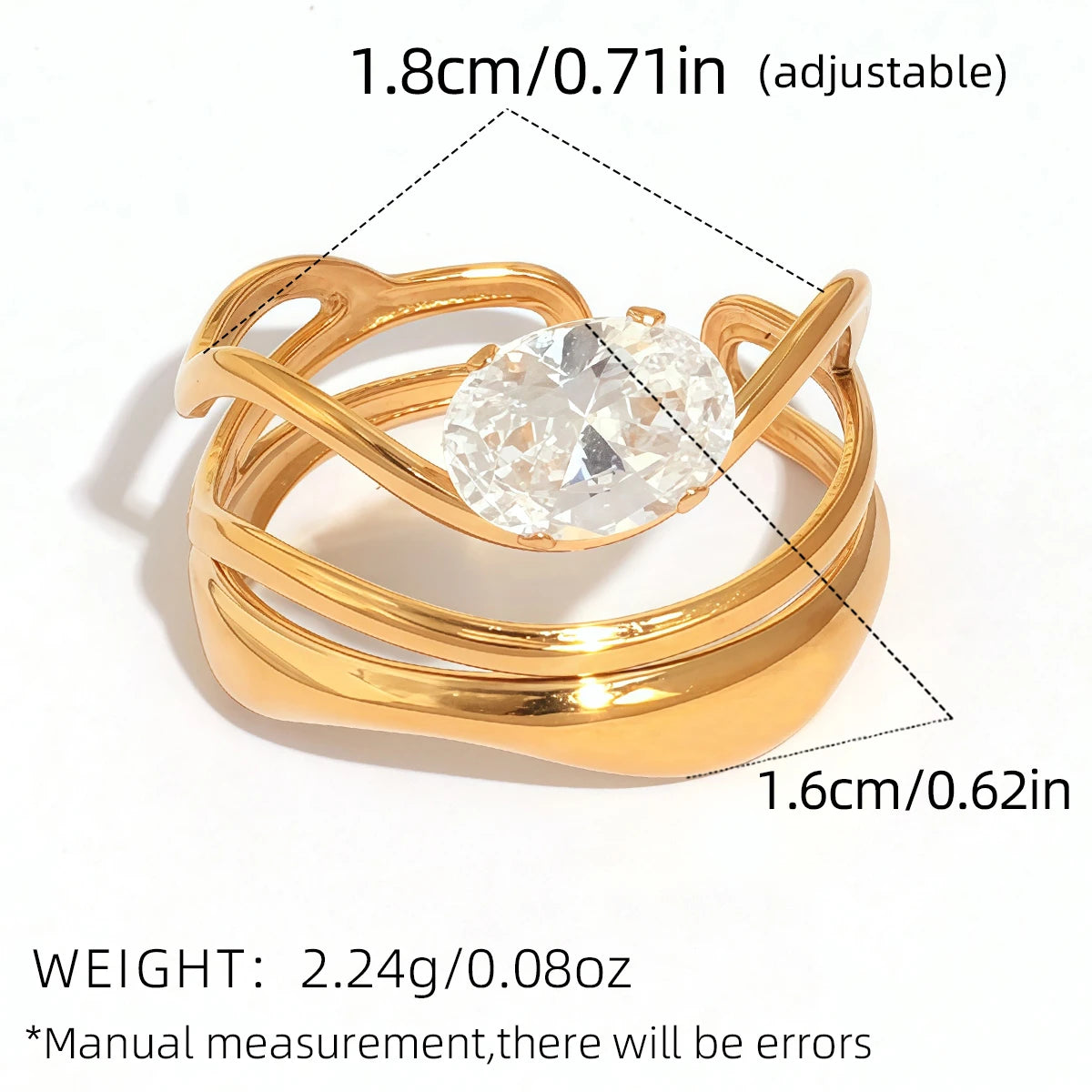 PVD Zircon Statement Ring