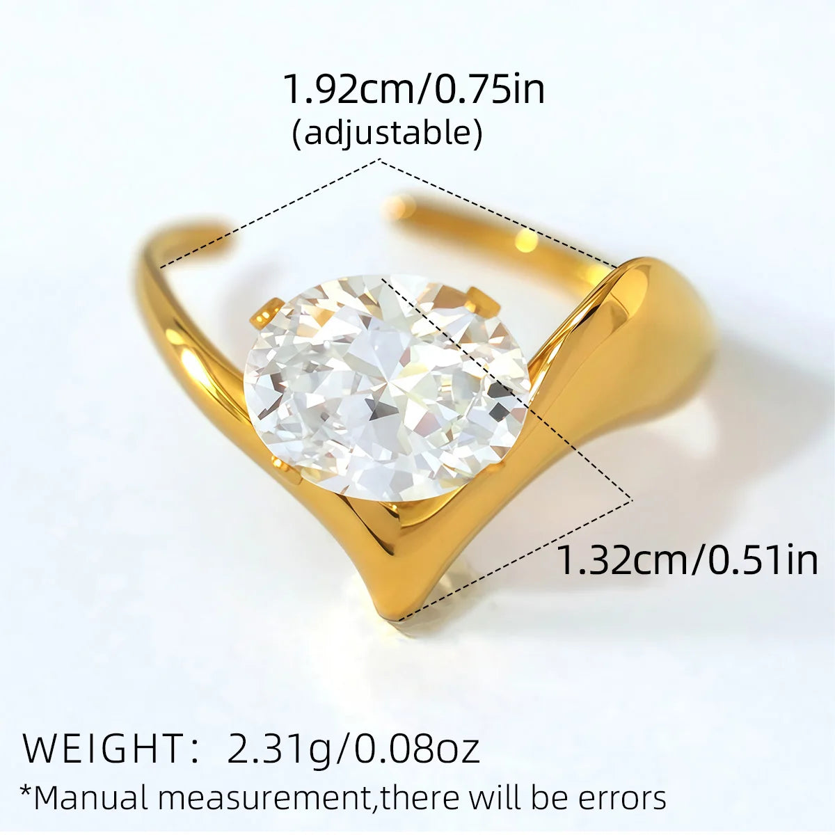 PVD Zircon Statement Ring