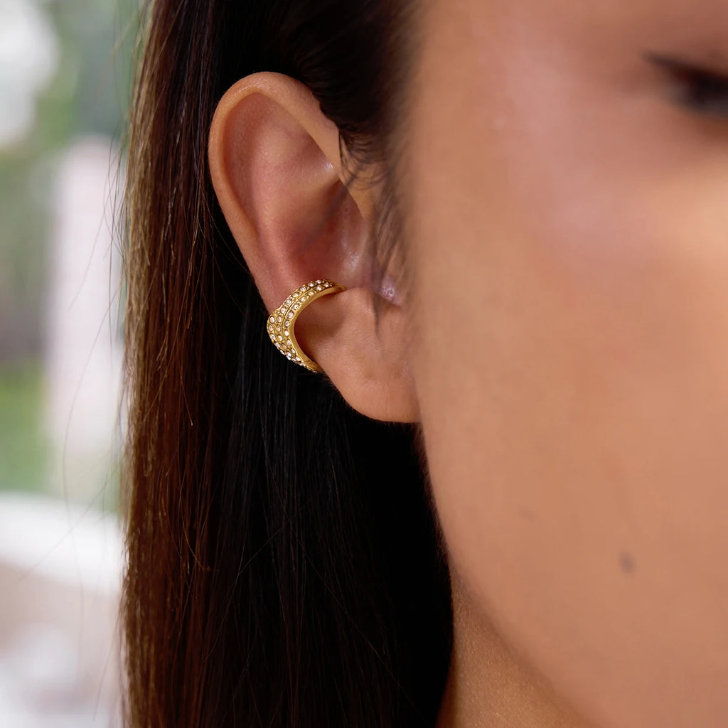 Rhinestone Wave Ear Cuff