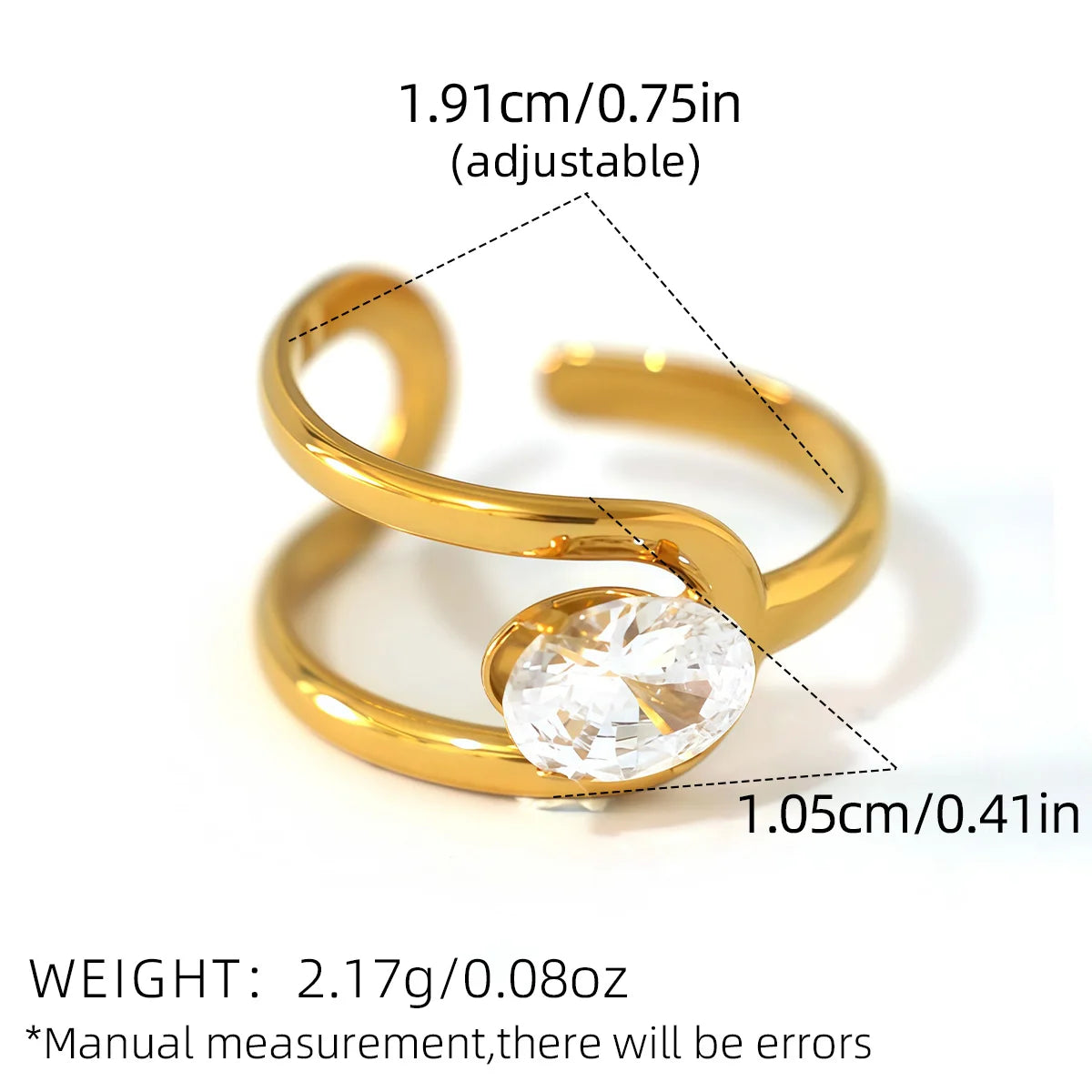 PVD Zircon Statement Ring
