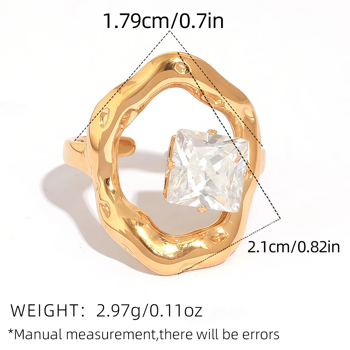PVD Zircon Statement Ring