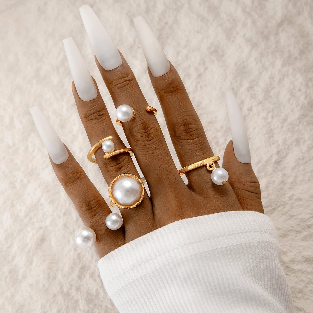 Pearl Open Ring Set
