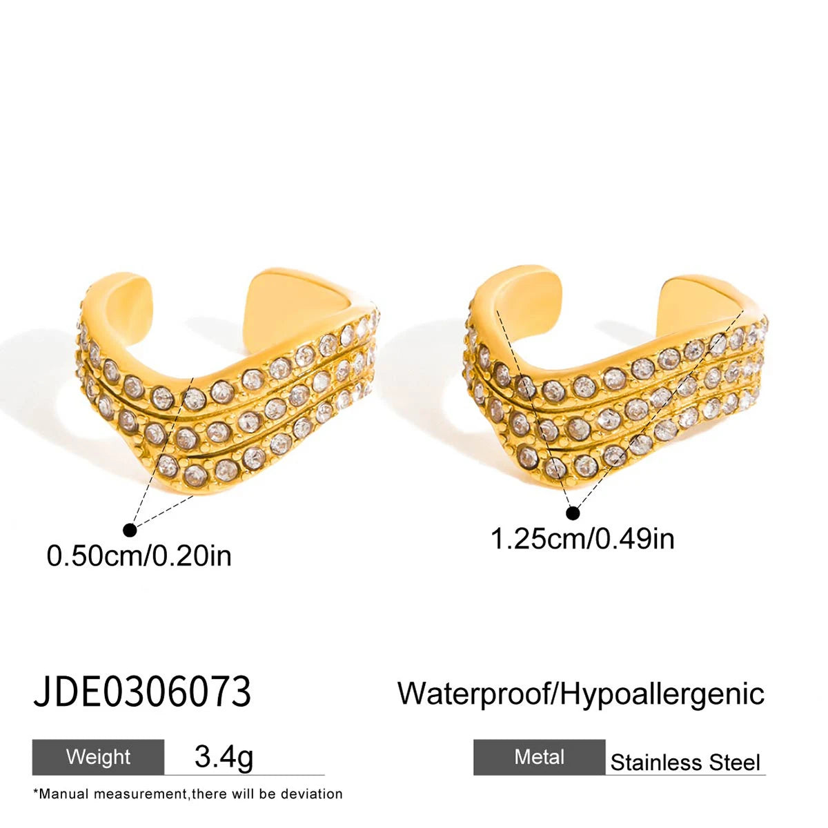 Rhinestone Wave Ear Cuff