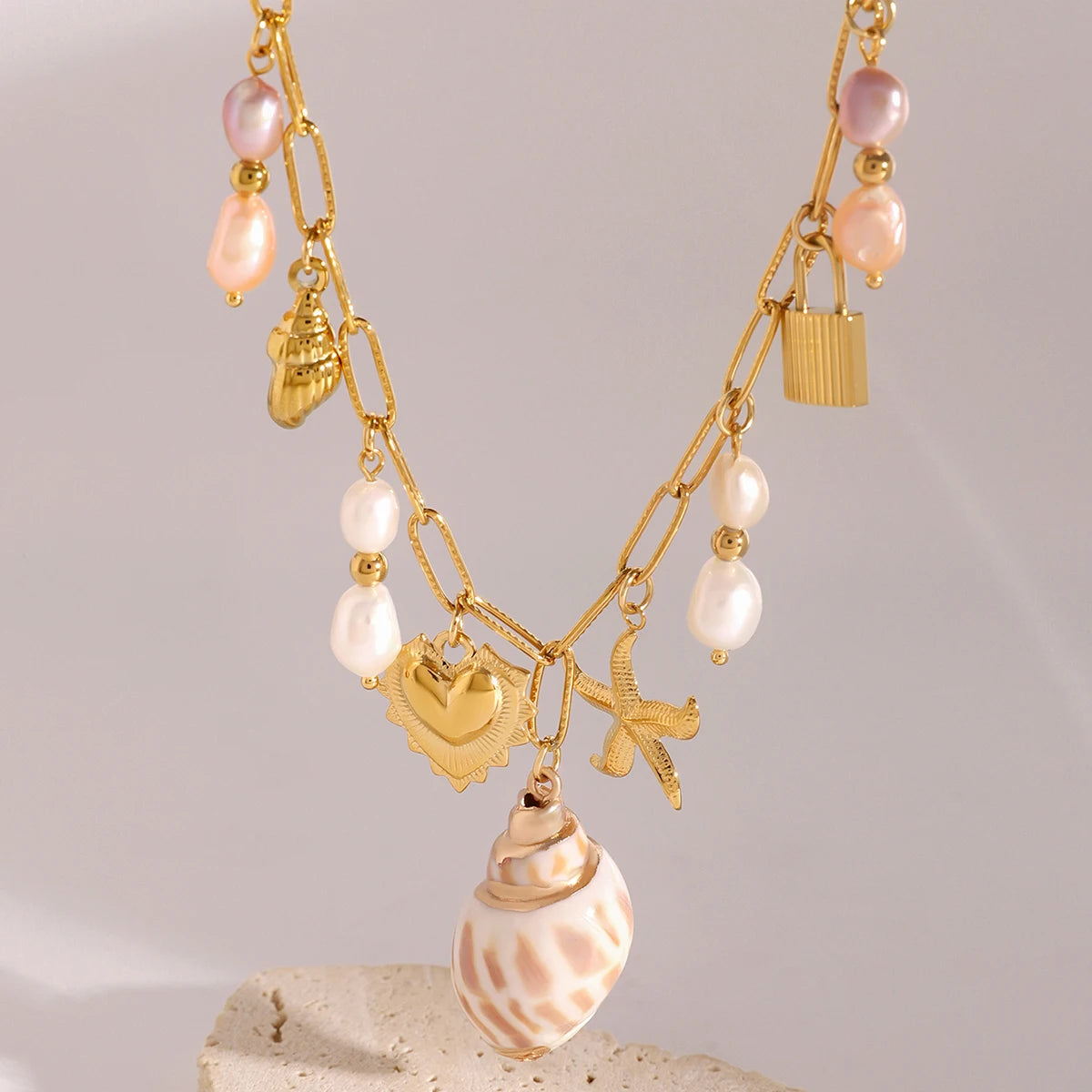 18K Conch Charm Necklace