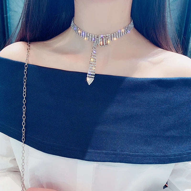 Crystal Mesh Choker