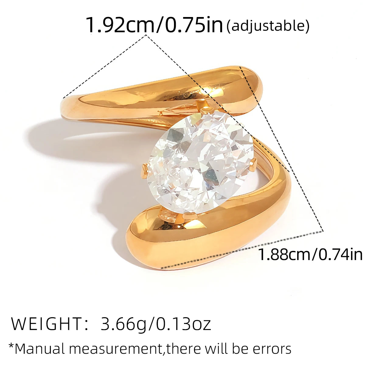 PVD Zircon Statement Ring