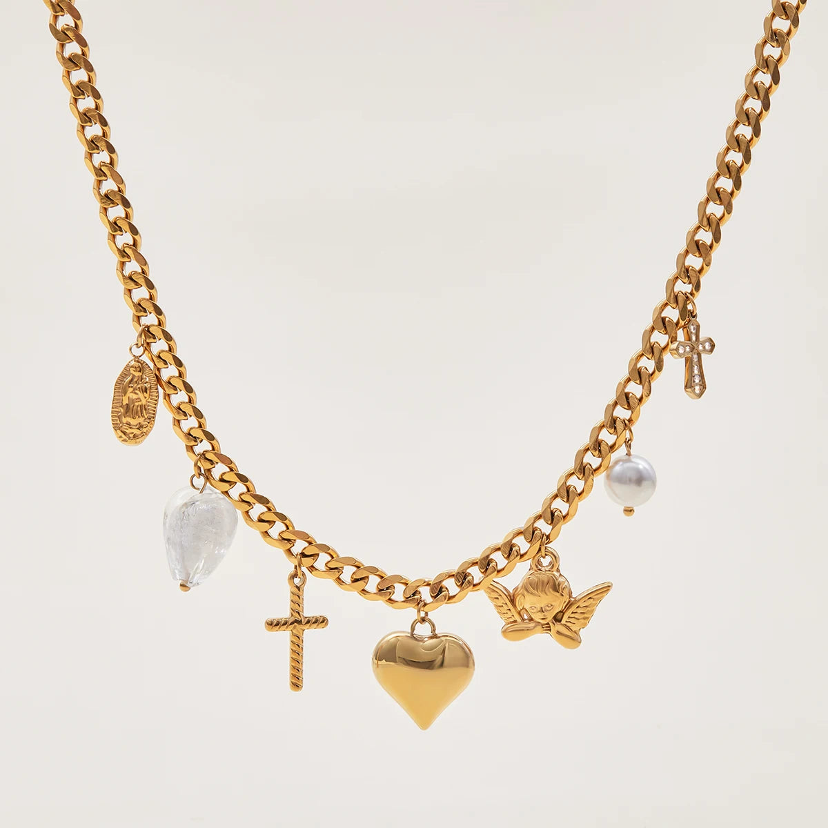 18K Heart Cross Necklace