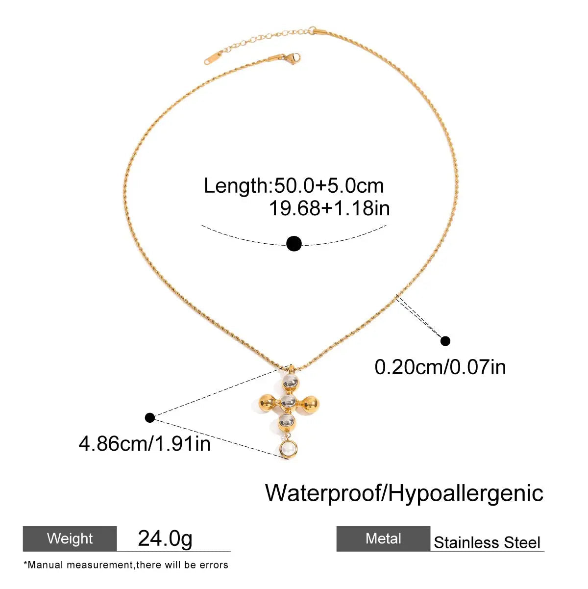 18K Heart Cross Necklace
