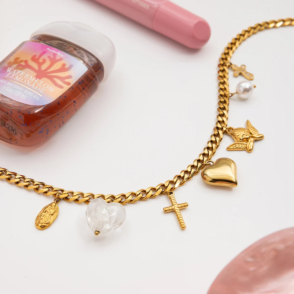 18K Heart Cross Necklace