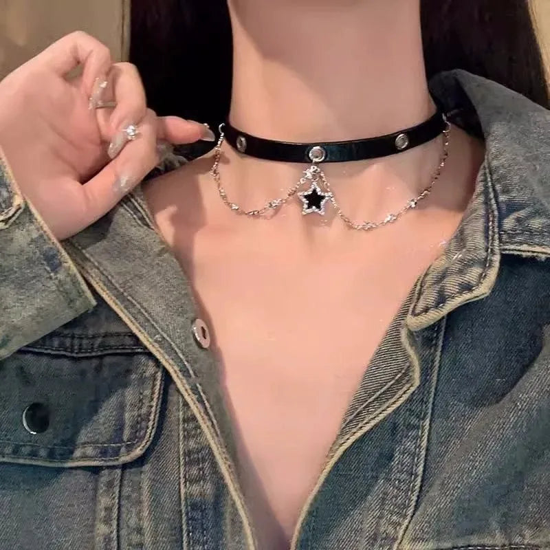 Y2K Gothic Star Choker