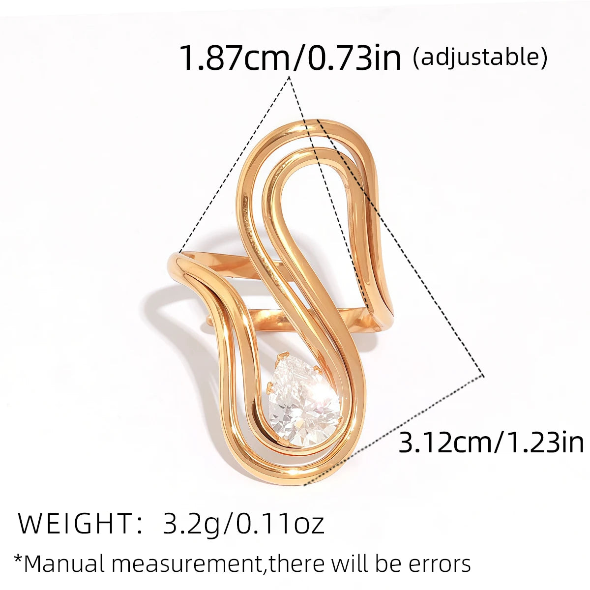 PVD Zircon Statement Ring