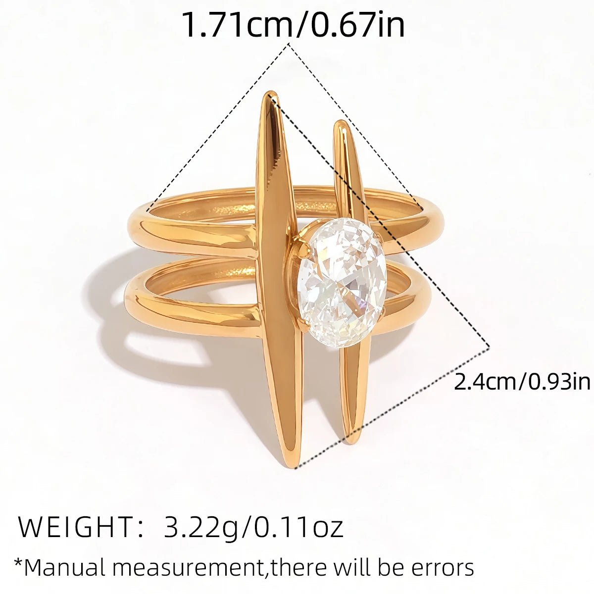PVD Zircon Statement Ring