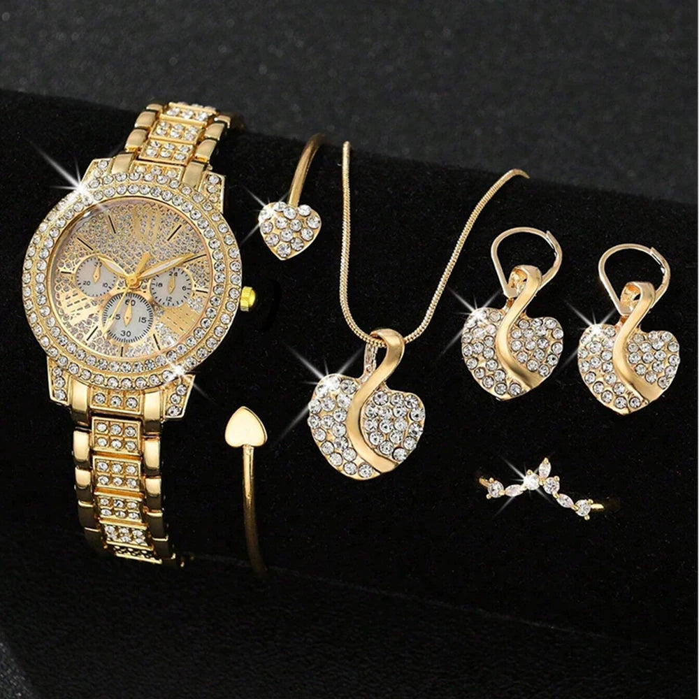 Rhinestone Luxury Gold Set