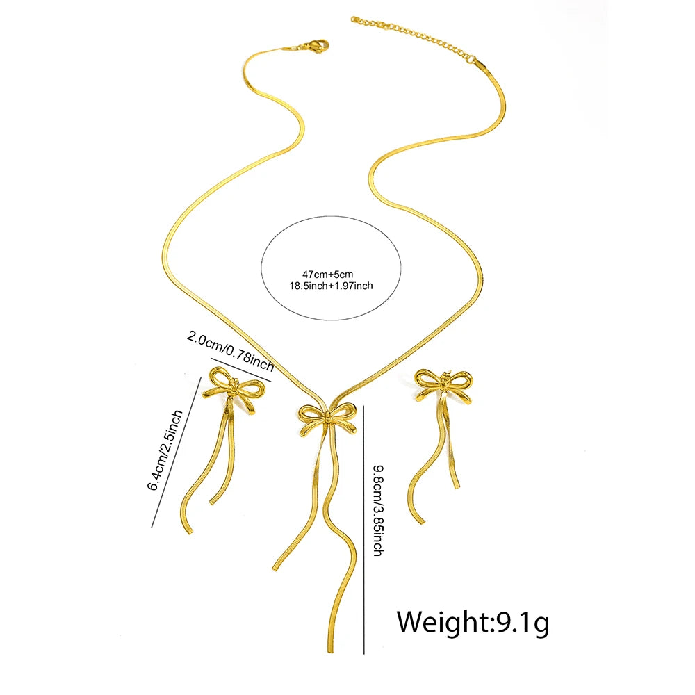 Stainless Bow Tassel Chain