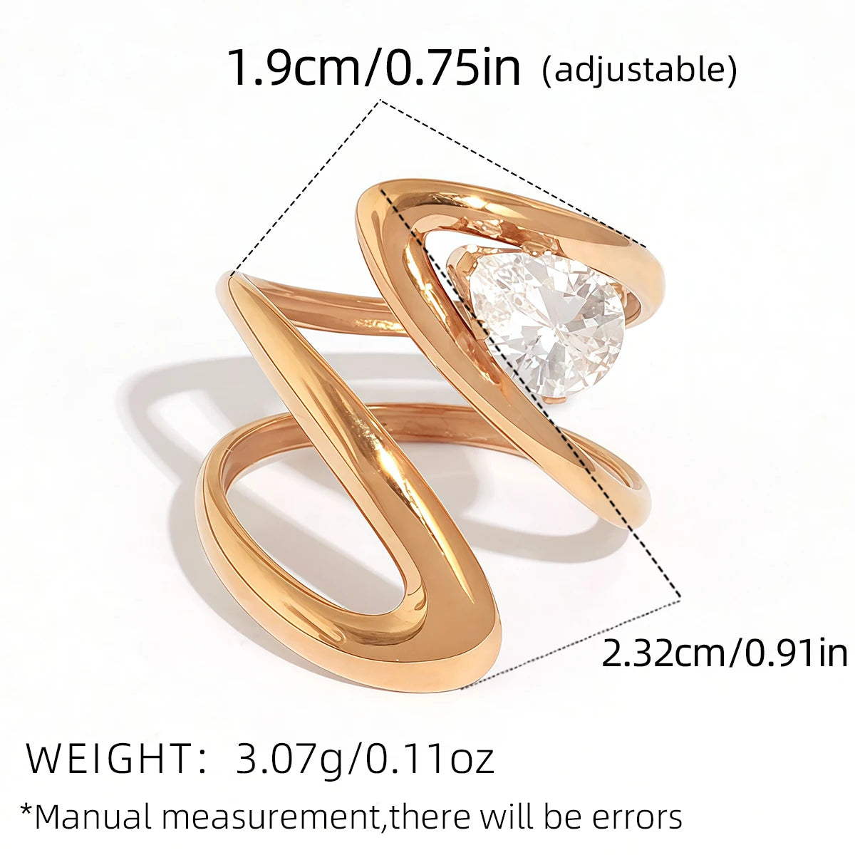 PVD Zircon Statement Ring