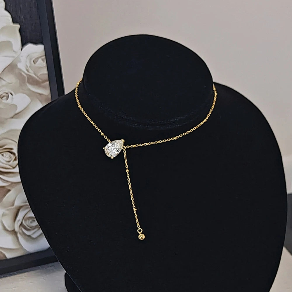 Moissanite Pear Drop Necklace