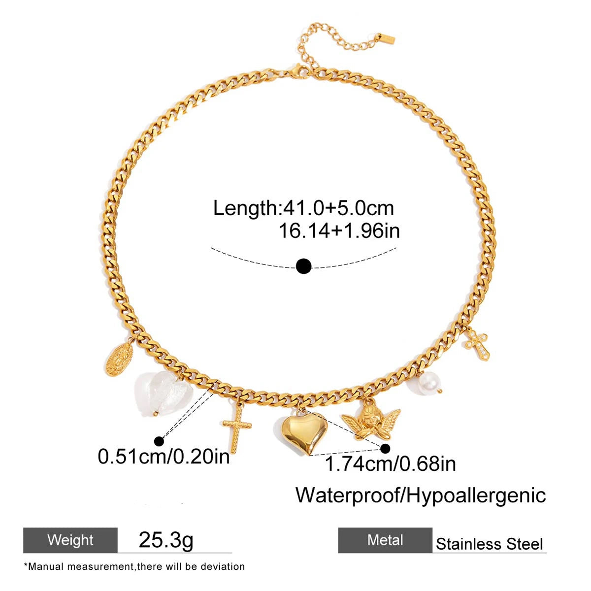 18K Heart Cross Necklace