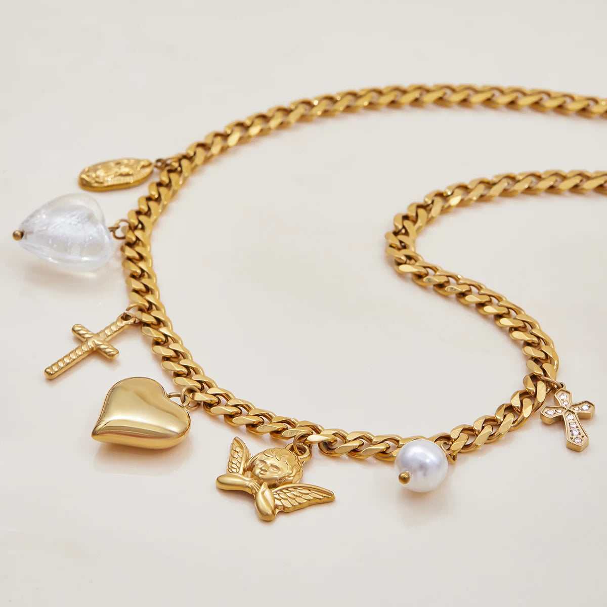 18K Heart Cross Necklace