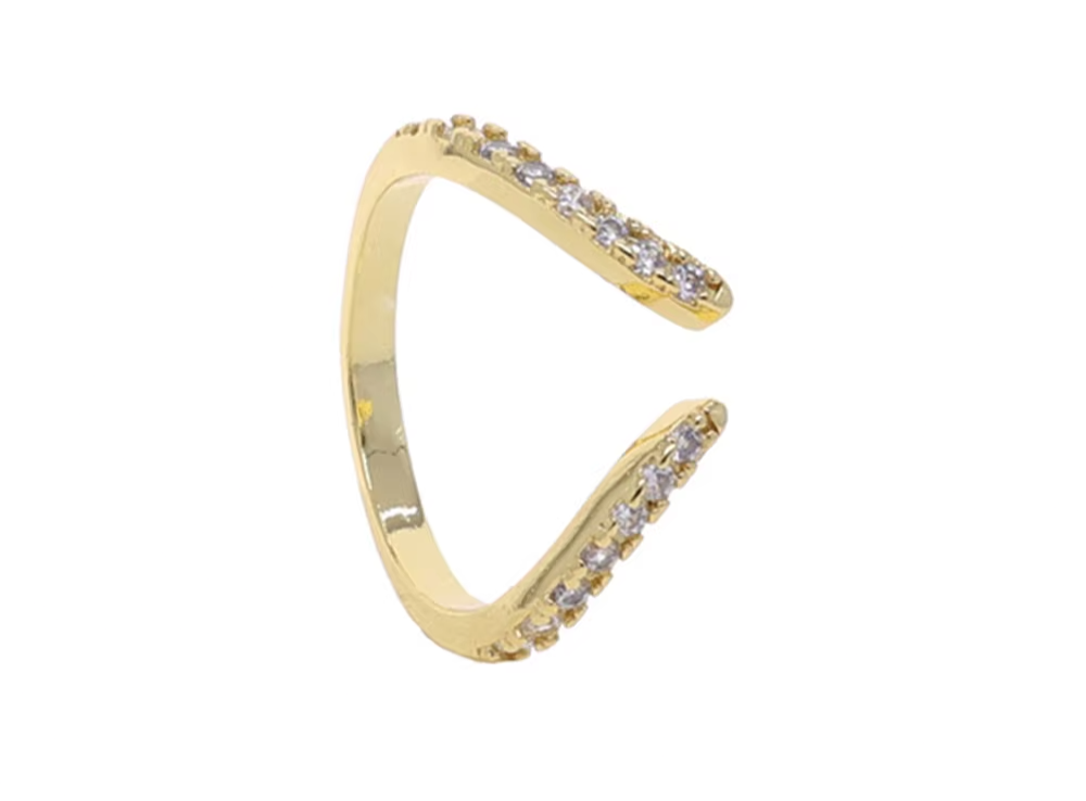 Shiny Pave Heart Ring