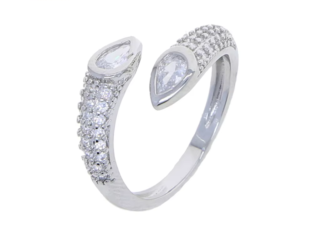 Shiny Pave Heart Ring